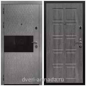Дверь входная Армада Престиж Черная шагрень МДФ 16 мм Штукатурка графит / МДФ 10 мм ФЛ-38 Дуб Филадельфия графит