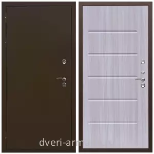 Дверь входная теплая в дом Армада Термо Молоток коричневый/ МДФ 10 мм ФЛ-102 Сандал белый для частного дома с шумоизоляцией