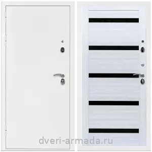 Входные двери лофт, Дверь входная Армада Оптима Белая шагрень / МДФ 16 мм СБ-14 Сандал белый стекло черное