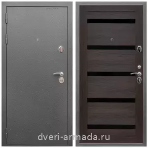 Входные двери лофт, Дверь входная Армада Оптима Антик серебро / МДФ 16 мм СБ-14 Эковенге стекло черное