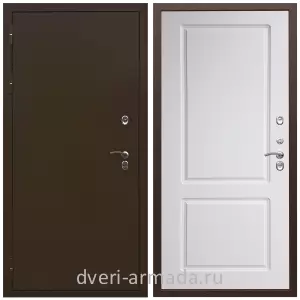 С порошковым напылением, Дверь входная уличная в дом Армада Термо Молоток коричневый/ МДФ 16 мм ФЛ-117 Белый матовый