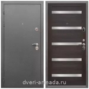 Входные двери на заказ, Дверь входная Армада Оптима Антик серебро / МДФ 16 мм СБ-14 Эковенге стекло белое