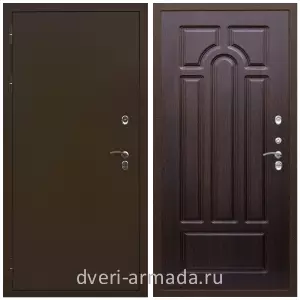 С порошковым напылением, Дверь входная железная уличная для загородного дома Армада Термо Молоток коричневый/ МДФ 16 мм ФЛ-58 Венге с панелями МДФ