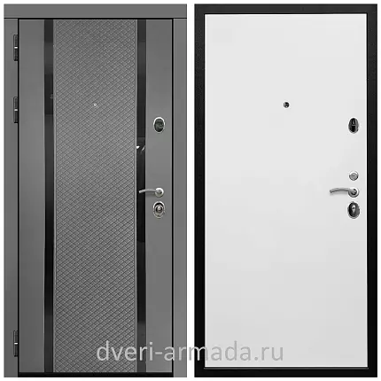 Дверь входная Армада Престиж Черная шагрень МДФ 16 мм Графит абсолют софт / Гладкая белый матовый