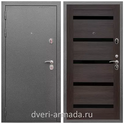 Дверь входная Армада Оптима Антик серебро / СБ-14 Эковенге стекло черное