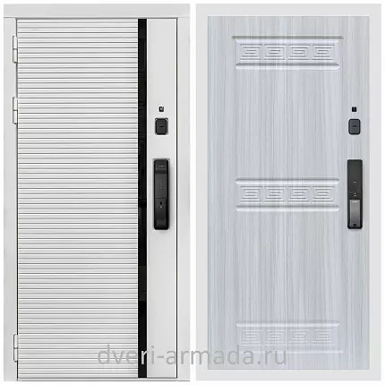 Умная входная смарт-дверь Армада Каскад WHITE МДФ 10 мм Kaadas K9 / МДФ 10 мм ФЛ-242 Сандал белый